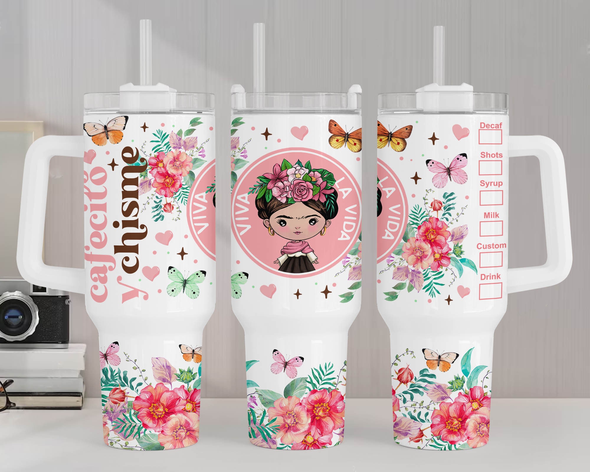 Cafecito y Chisme Floral Coffee Custom Stanley Cup 40 oz 30 oz Tumbler With HandleTVC2301957