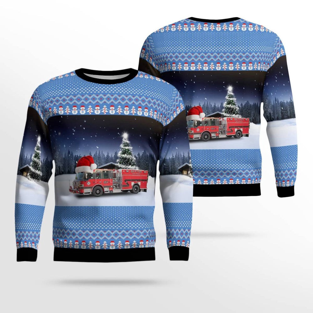 Caledonia Michigan Dutton Fire Department Christmas AOP Ugly Sweater Xmas Unisex Sweater Christmas Gifts For Men Women