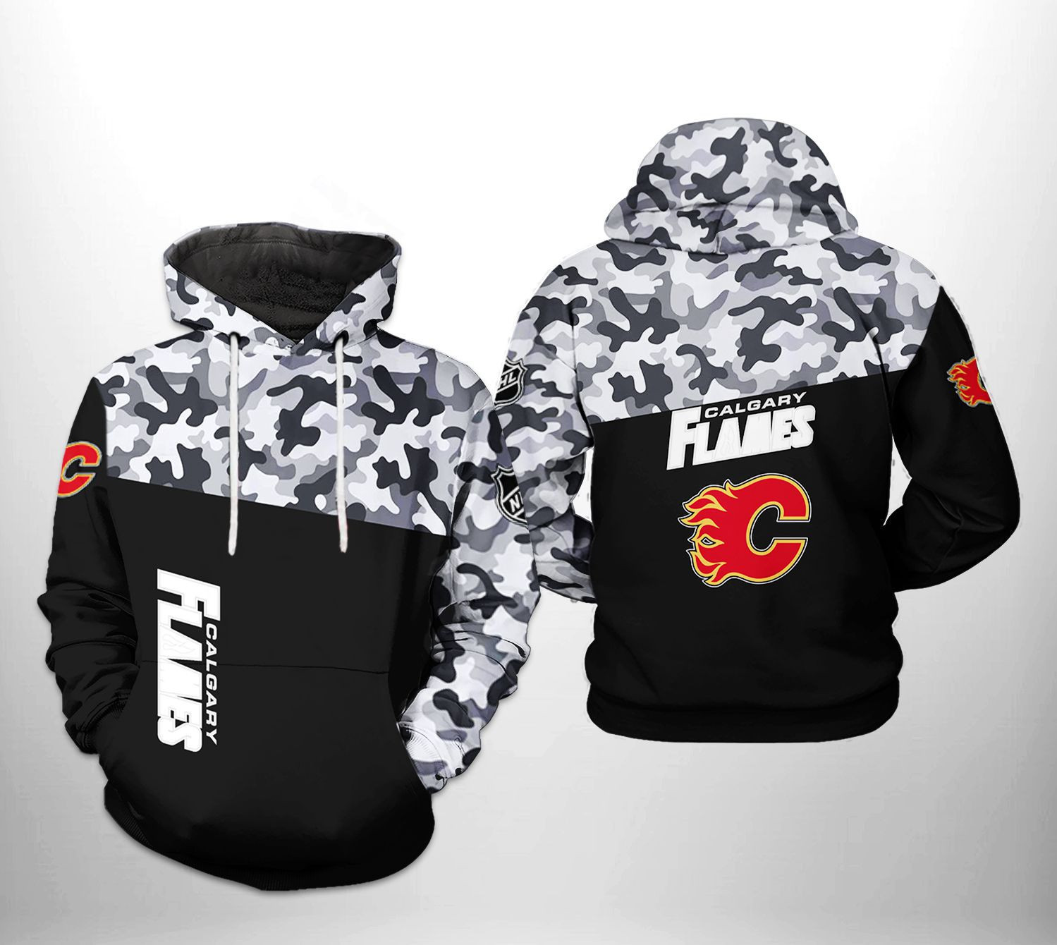 Calgary Flames NHL Camo Veteran 3D All Over Print Hoodie, Zip Hoodie