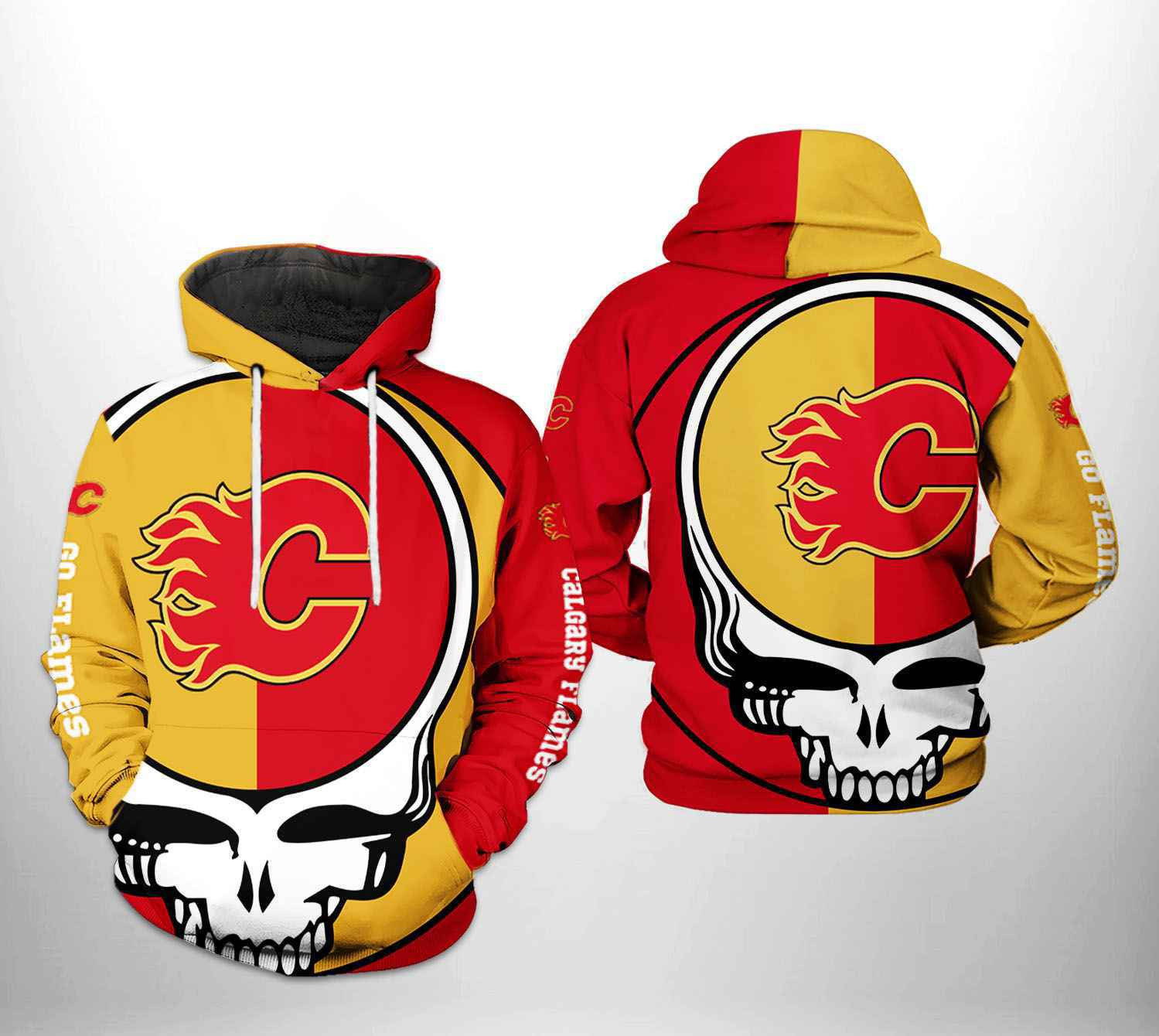 Calgary Flames NHL Grateful Dead 3D All Over Print Hoodie, Zip Hoodie