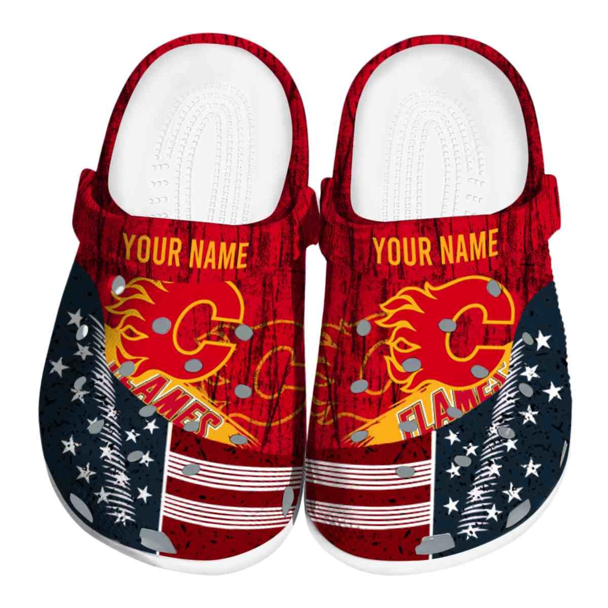 Calgary Flames NHL Sport Crocs Crocband Clogs Shoes Comfortable For Men Women and Kids