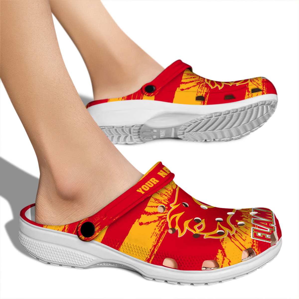 Calgary Flames NHL Sport Crocs Crocband Clogs Shoes Comfortable For Men Women and Kids