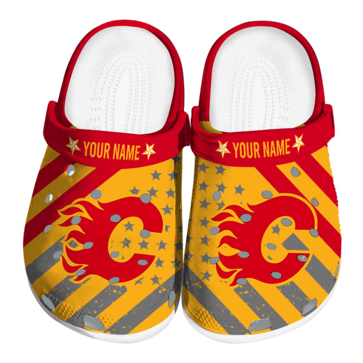 Calgary Flames NHL Sport Crocs Crocband Clogs Shoes Comfortable For Men Women and Kids