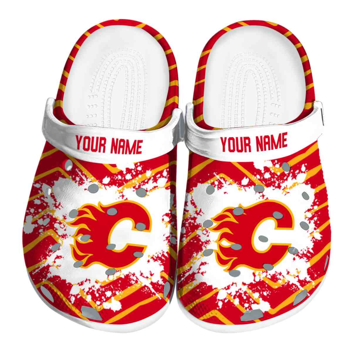 Calgary Flames NHL Sport Crocs Crocband Clogs Shoes Comfortable For Men Women and Kids