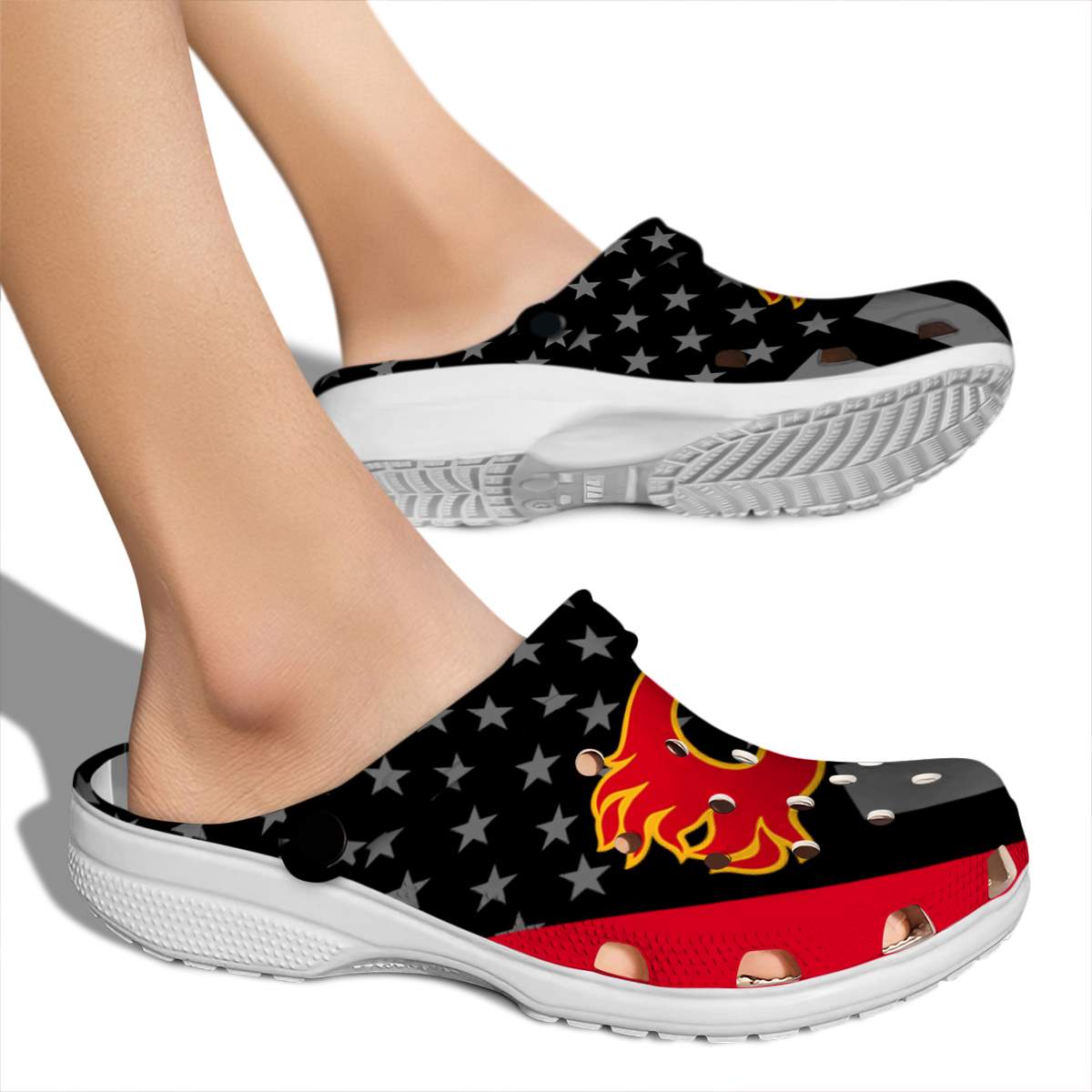 Calgary Flames NHL Sport Crocs Crocband Clogs Shoes Comfortable For Men Women and Kids - Image 2