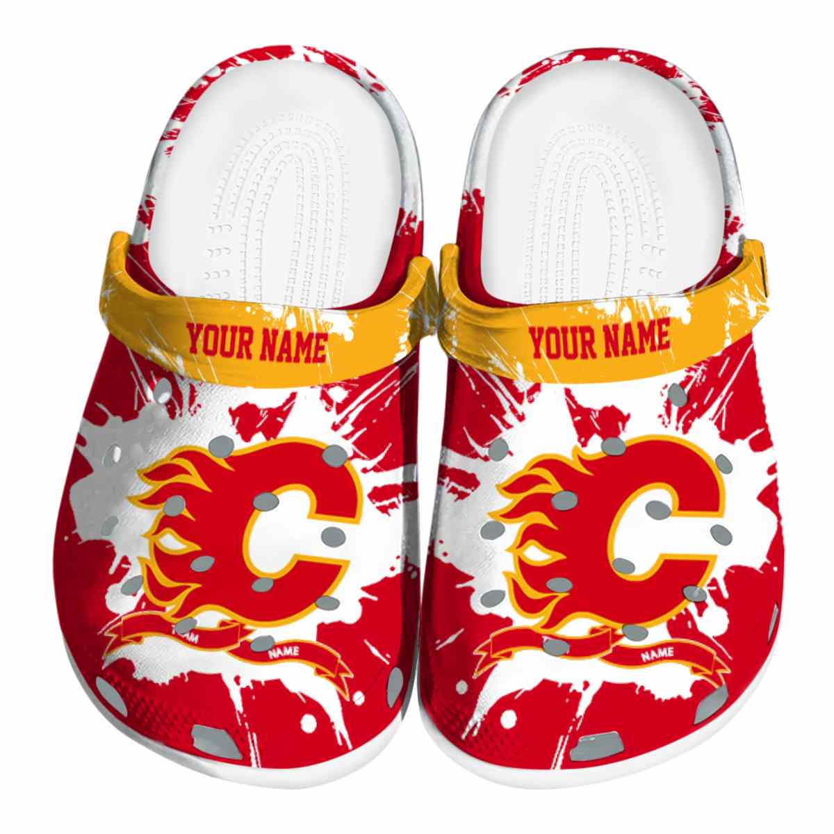 Calgary Flames NHL Sport Crocs Crocband Clogs Shoes Comfortable For Men Women and Kids