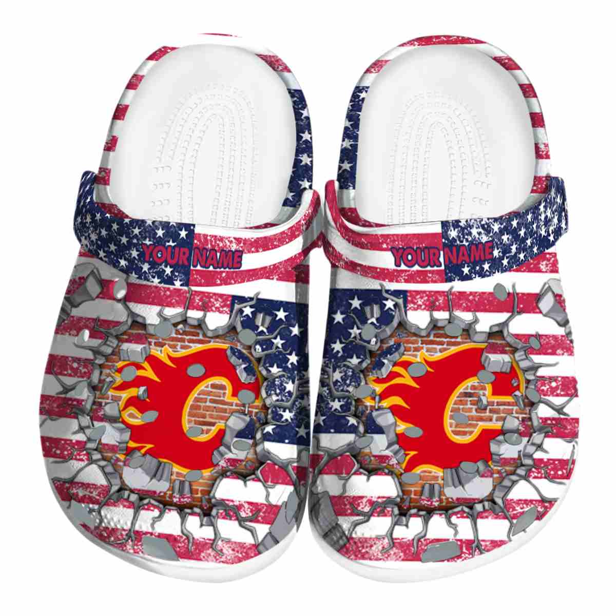 Calgary Flames NHL Sport Crocs Crocband Clogs Shoes Comfortable For Men Women and Kids