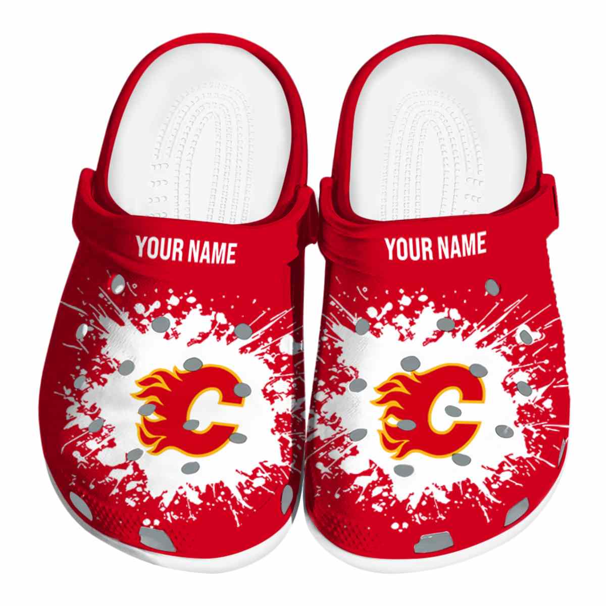 Calgary Flames NHL Sport Crocs Crocband Clogs Shoes Comfortable For Men Women and Kids