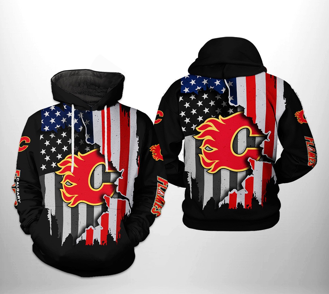 Calgary Flames NHL US FLag Team 3D All Over Print Hoodie, Zip Hoodie