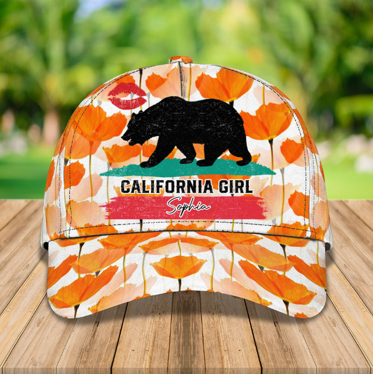 California Cap, 4th of July Personalized California Classic Cap for Men, Women, Custom Name Cali Bear Cap Hat Trucker Hats Custom Hats Gifts For Men & Women