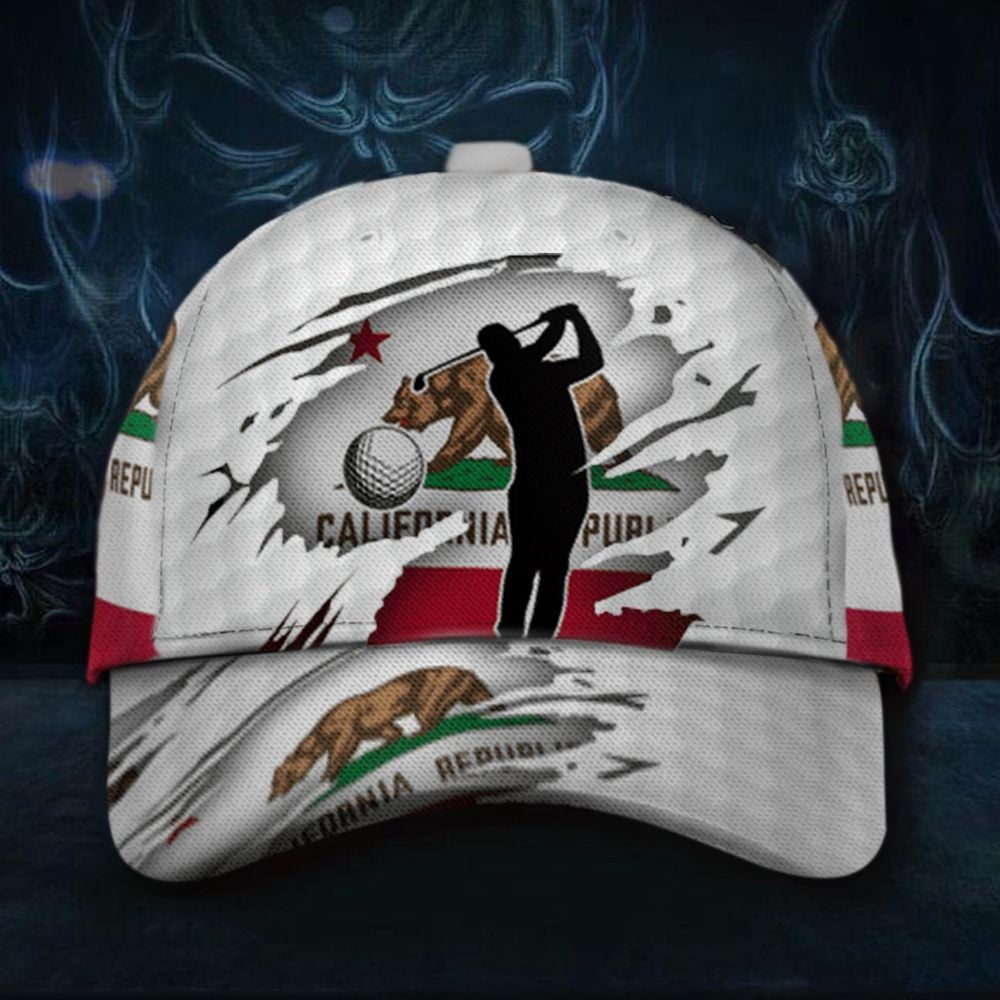 California Flag Golfer hat State of California Golf Lovers Vintage Hats For Women Trucker Hats Custom Hats Gifts For Men & Women