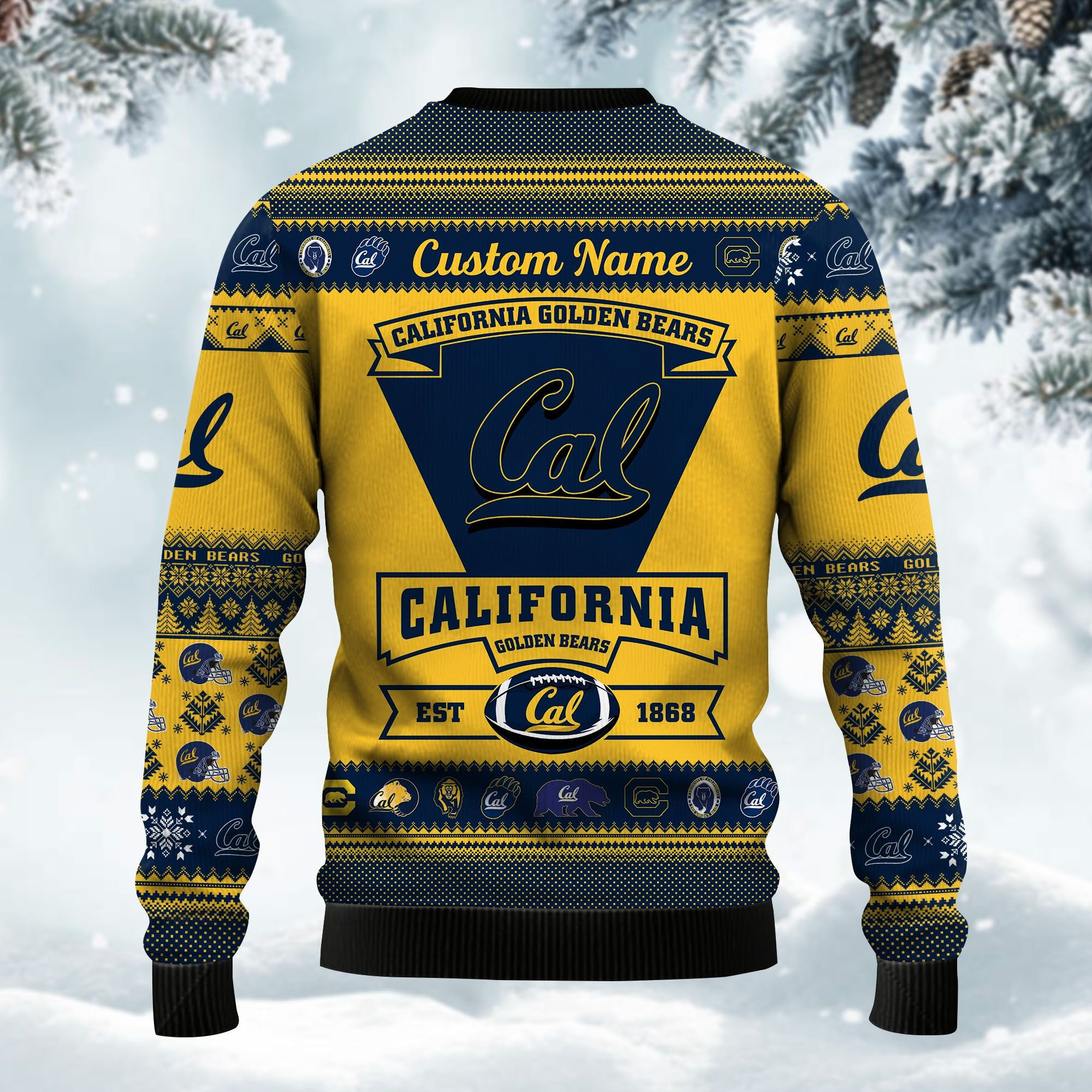California Golden Bears Football Team Logo Personalized Ugly Christmas Sweater Adult 3D Funny Matching for family - Image 3