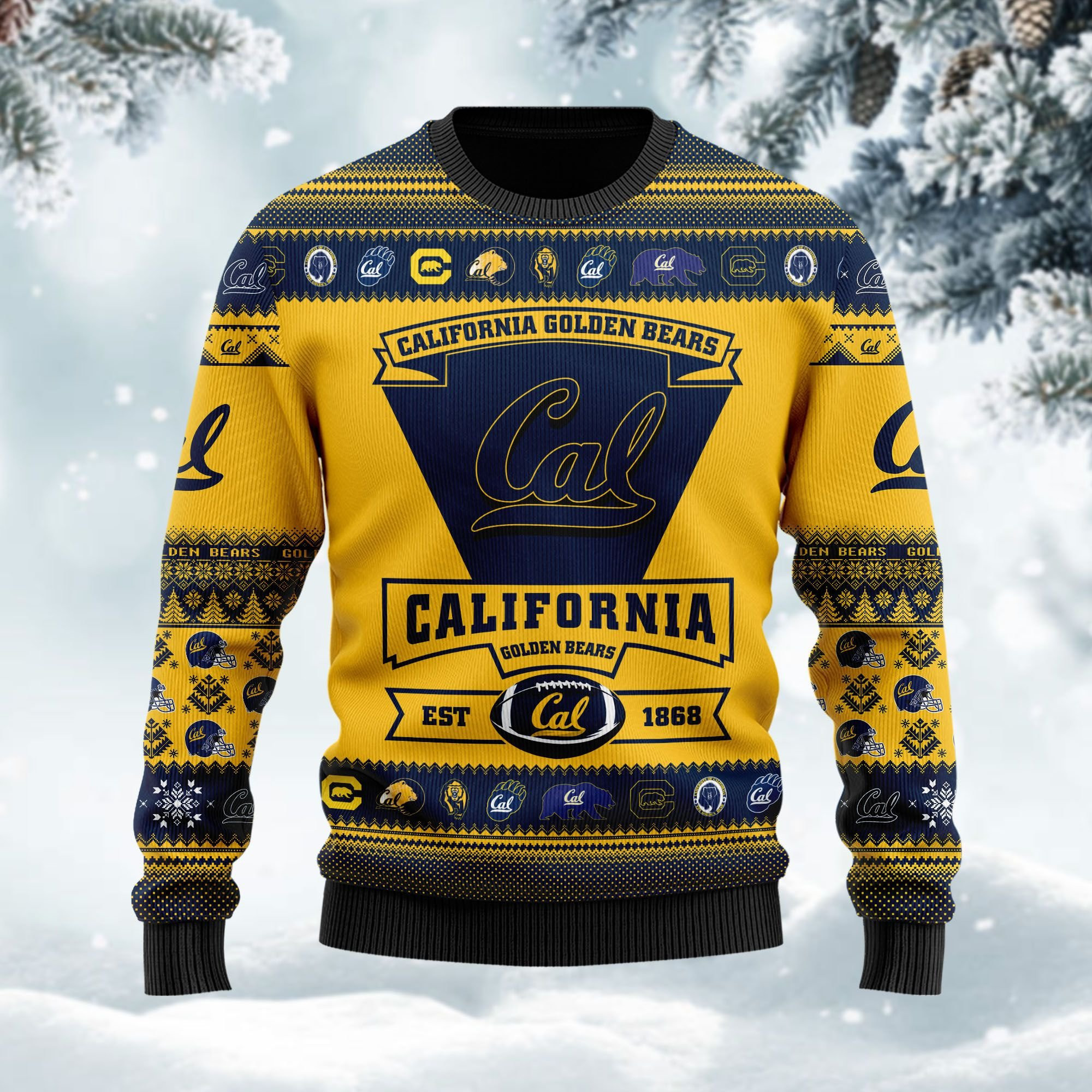 California Golden Bears Football Team Logo Personalized Ugly Christmas Sweater Adult 3D Funny Matching for family - Image 2