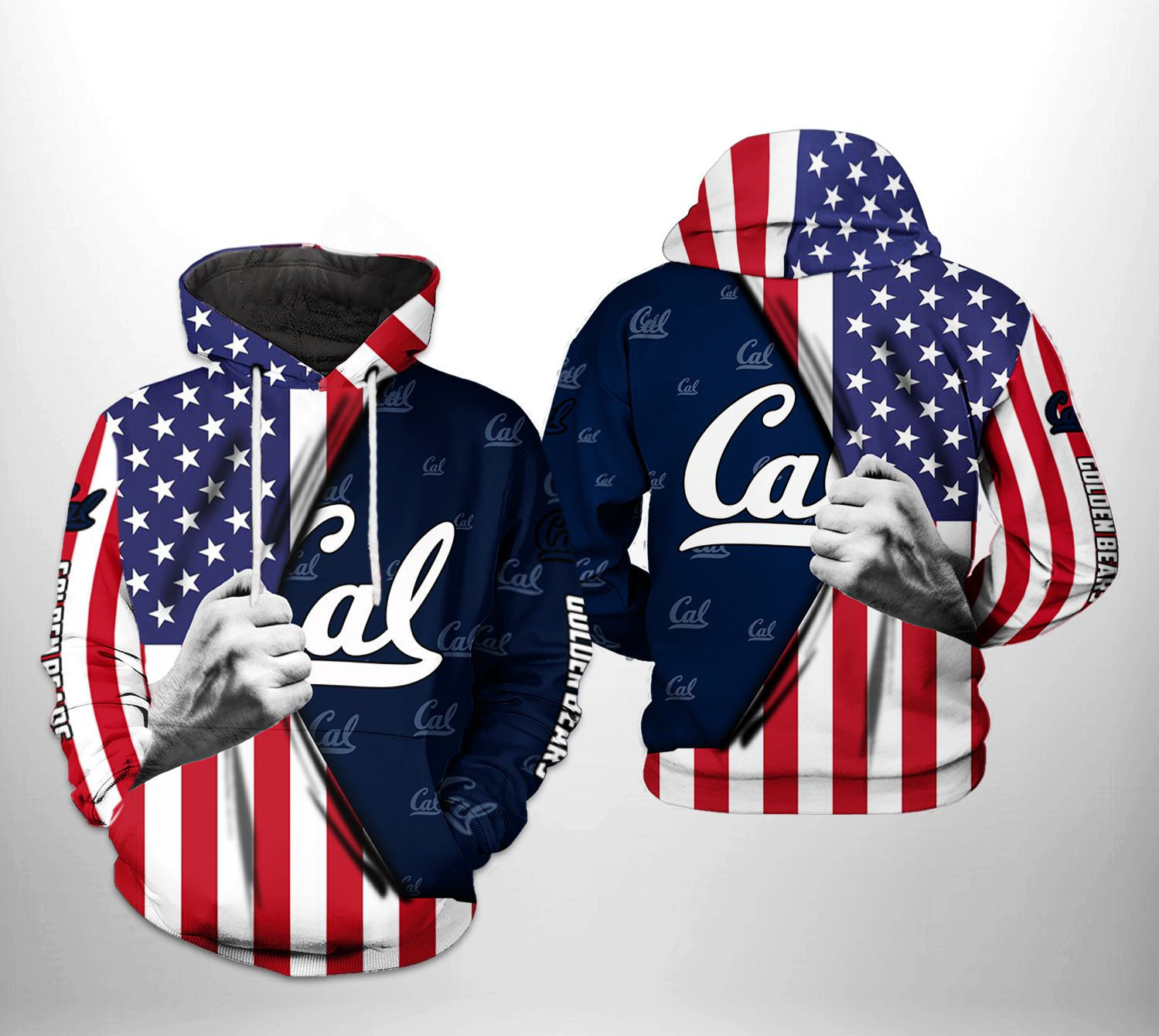 California Golden Bears NCAA US FLag 3D All Over Print Hoodie, Zip Hoodie