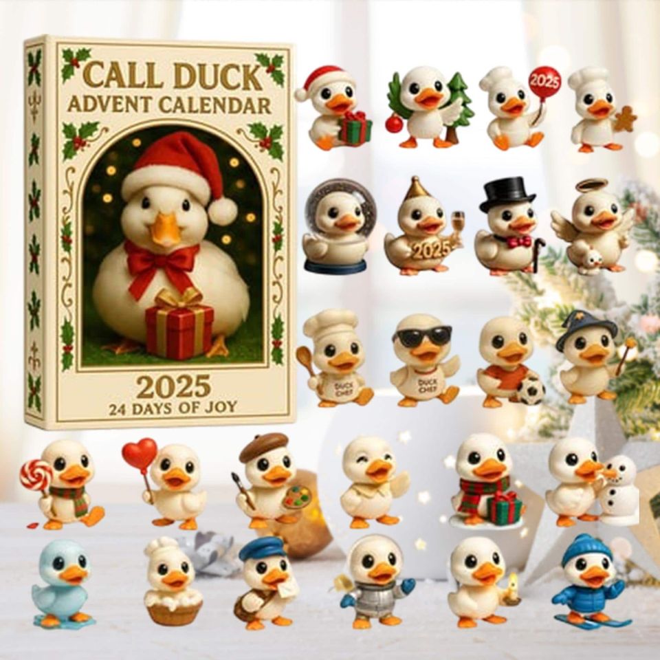 Call Duck Advent Calendar , Cute Christmas Figurines, Miniature Duck Gifts, Holiday Decor