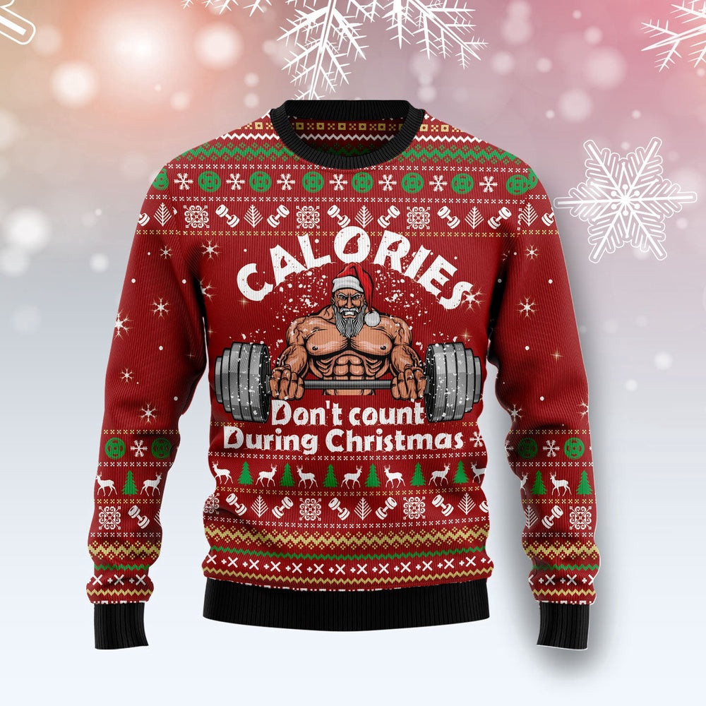 Calories Don't Count During Christmas Unisex Womens Mens Funny Family Ugly Christmas Holiday Sweater Gifts