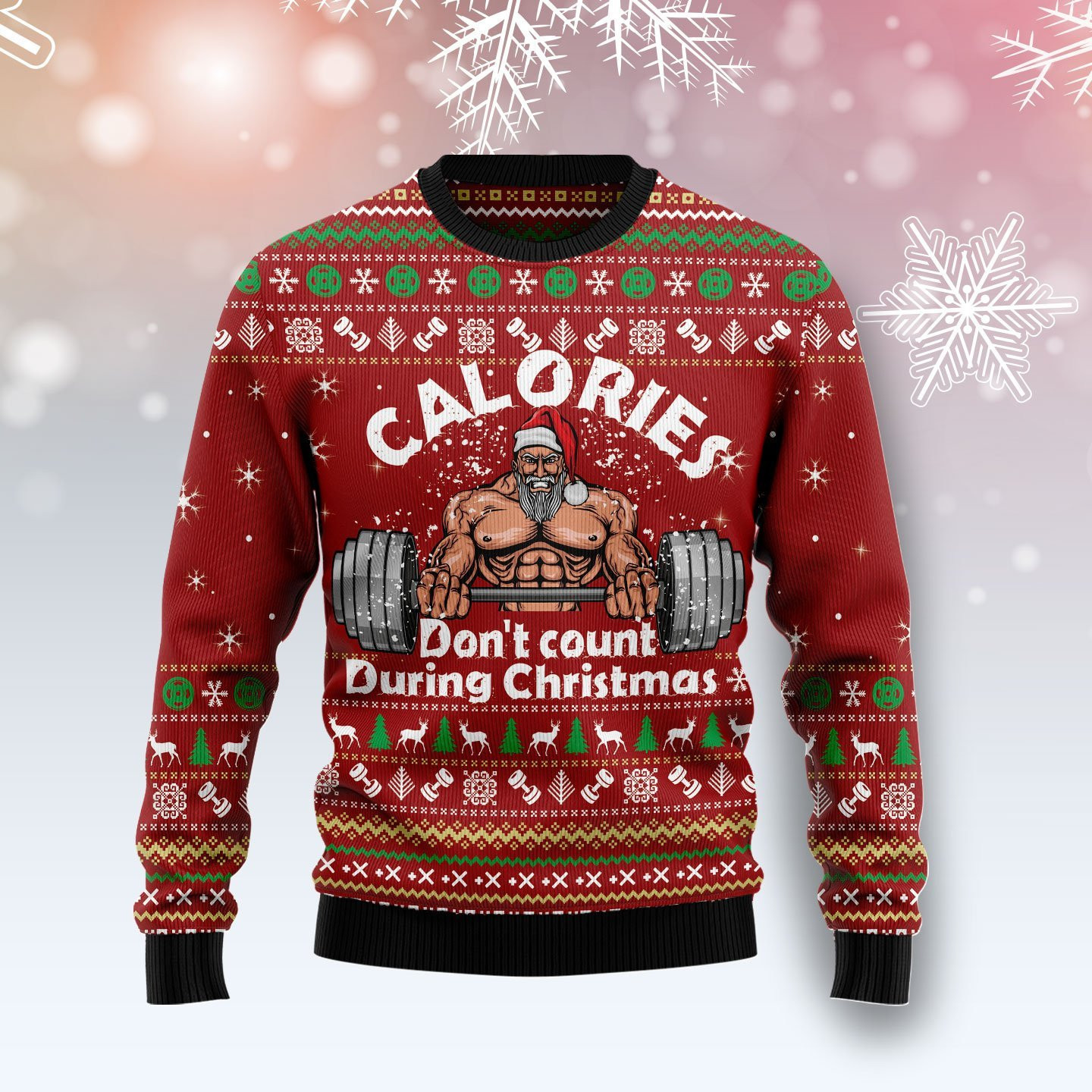 Calories Dont Count Ugly Christmas Sweater Adult 3D Funny Matching for family