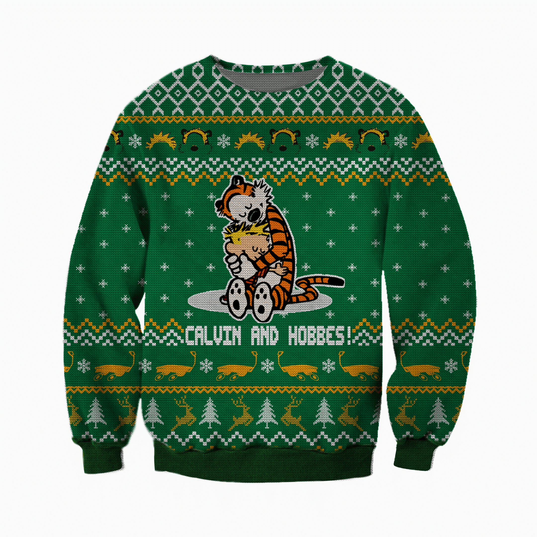 Calvin And Hobbes Knitting Pattern 3D Print Ugly Christmas Sweater Adult 3D Funny Matching for family - Image 2