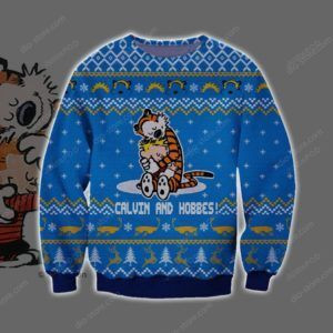 Calvin And Hobbes Ugly Christmas Sweater Adult 3D Funny Matching for family