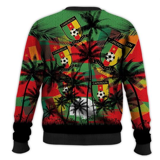 Cameroon Coconut Pattern Hawaiian Soccer Team, Cameroon World Cup 2022 3D Sweater - Image 12