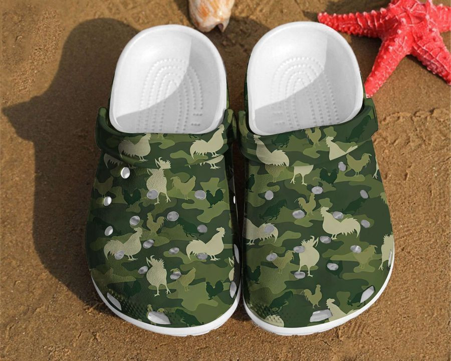 Camo Chicken Funny Comfortable Water For Summer Lover Gift Farm Animals clog Shoes