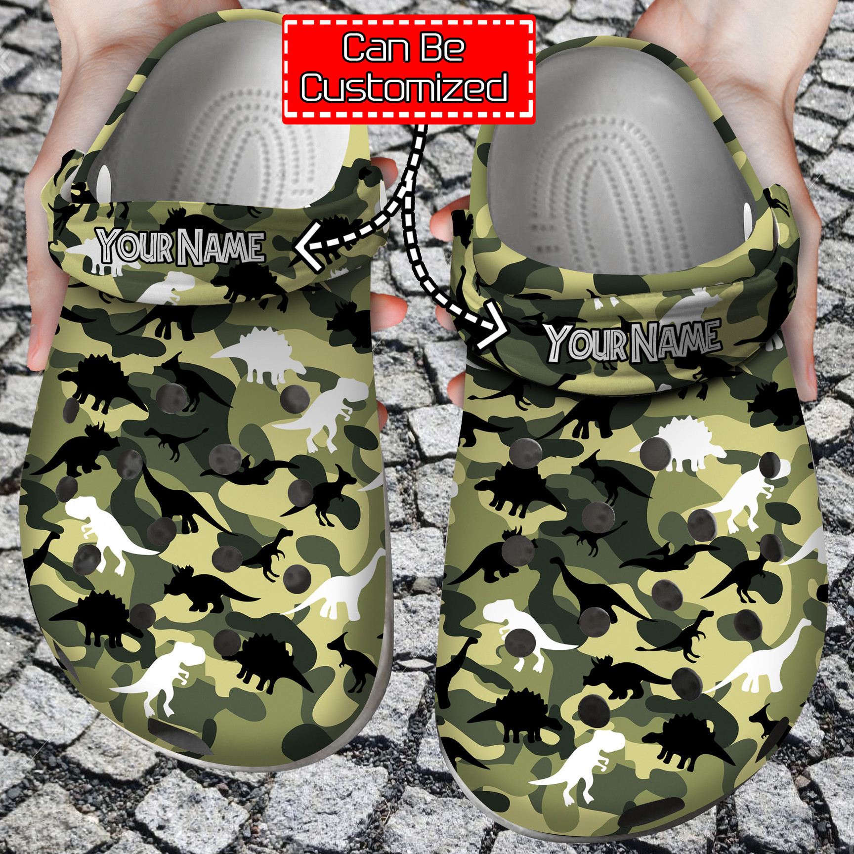 Camo Dinosaurs Patterns clog Shoes Colorful