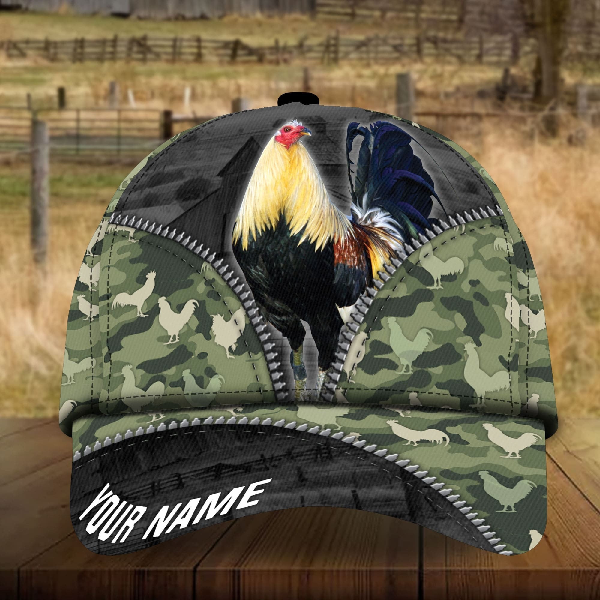 Camo Pattern Rooster Zip - Classic Cap Trucker Hats Custom Hats Gifts For Men & Women