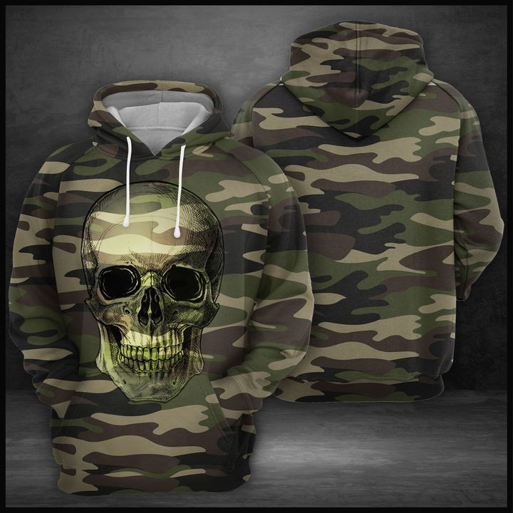 Camo Skull 3D All Over Print Hoodie, Zip Hoodie