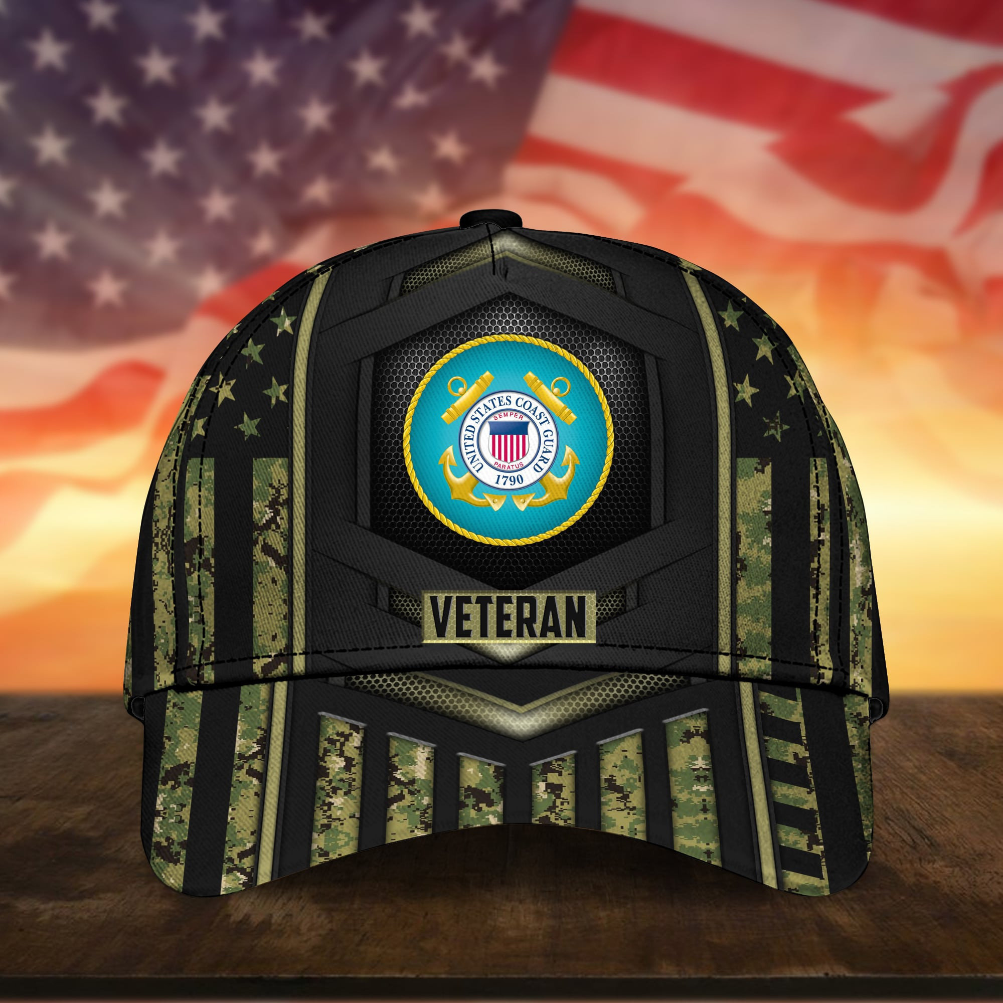Camor Soliders U.S Coast Guard Veteran Cap Camor Cap Trucker Hats Custom Hats Gifts For Men & Women