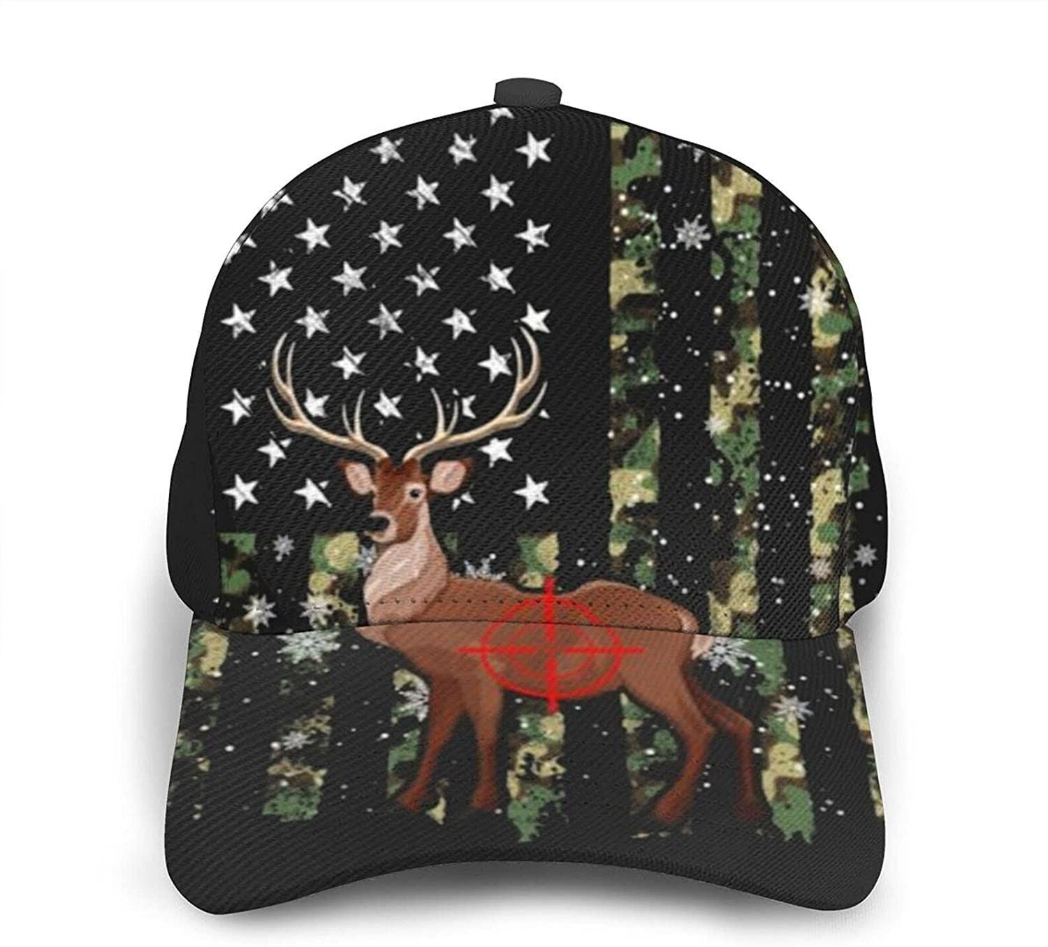 Camouflage American Flag Deer Hunting Adjustable Snapback Unisex 3D Printed Baseball Cap Trucker Sports Trucker Hats Custom Hats Gifts For Men & Women