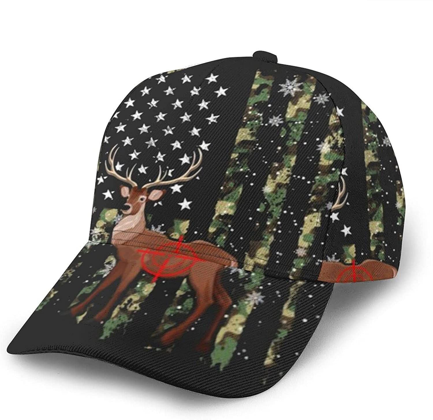 Camouflage American Flag Deer Hunting Adjustable Snapback Unisex 3D Printed Baseball Cap Trucker Sports Trucker Hats Custom Hats Gifts For Men & Women