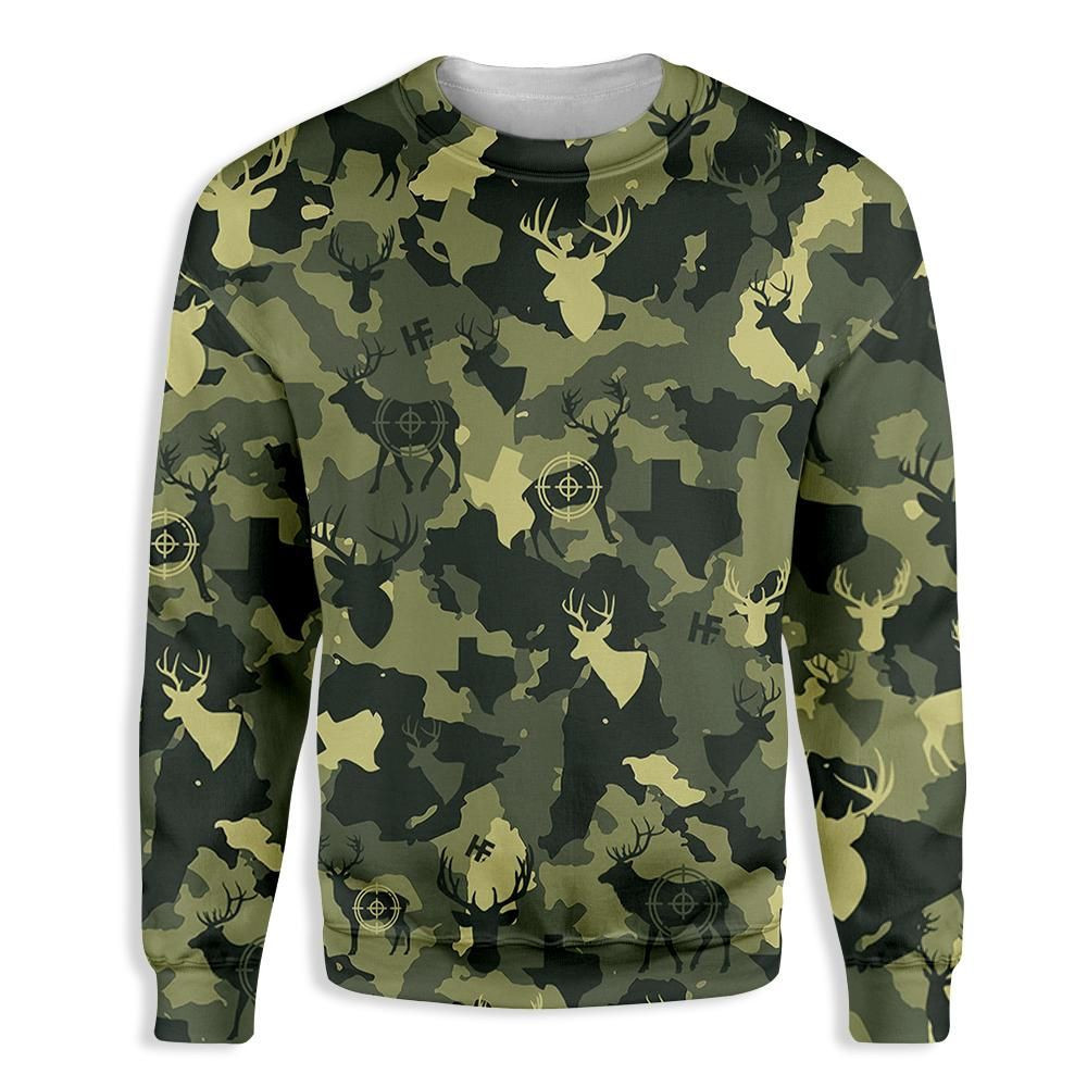 Camouflage Deer Ugly Christmas Sweater Adult 3D Funny Matching for family