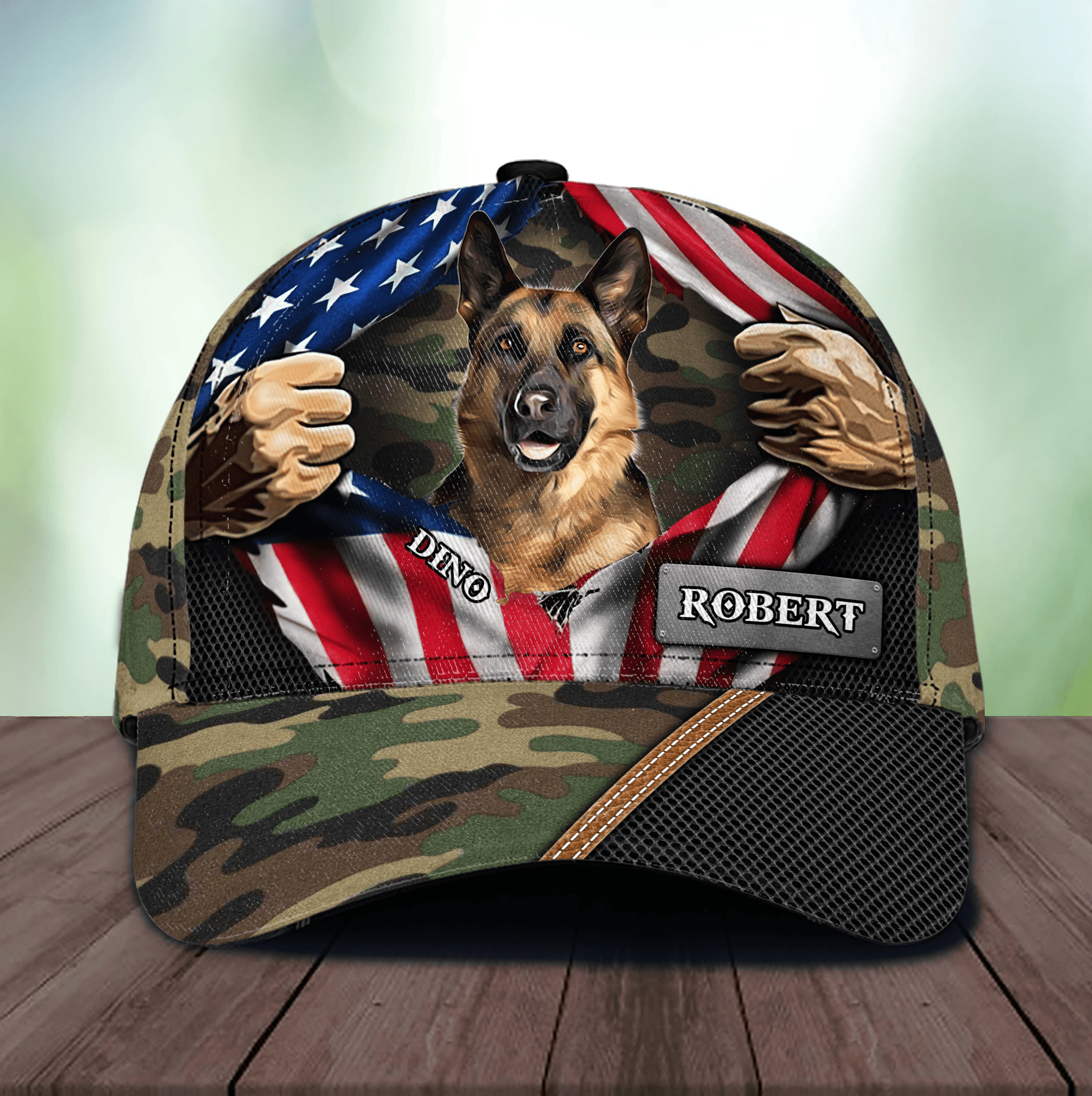 Camouflage Pattern Dog Personalized Classic Cap, FatherÃƒÂ¢Ã¢â€šÂ¬Ã¢â€žÂ¢s Day Gift for Dog Lovers, Dog Dad, Dog Mom Trucker Hats Custom Hats Gifts For Men & Women