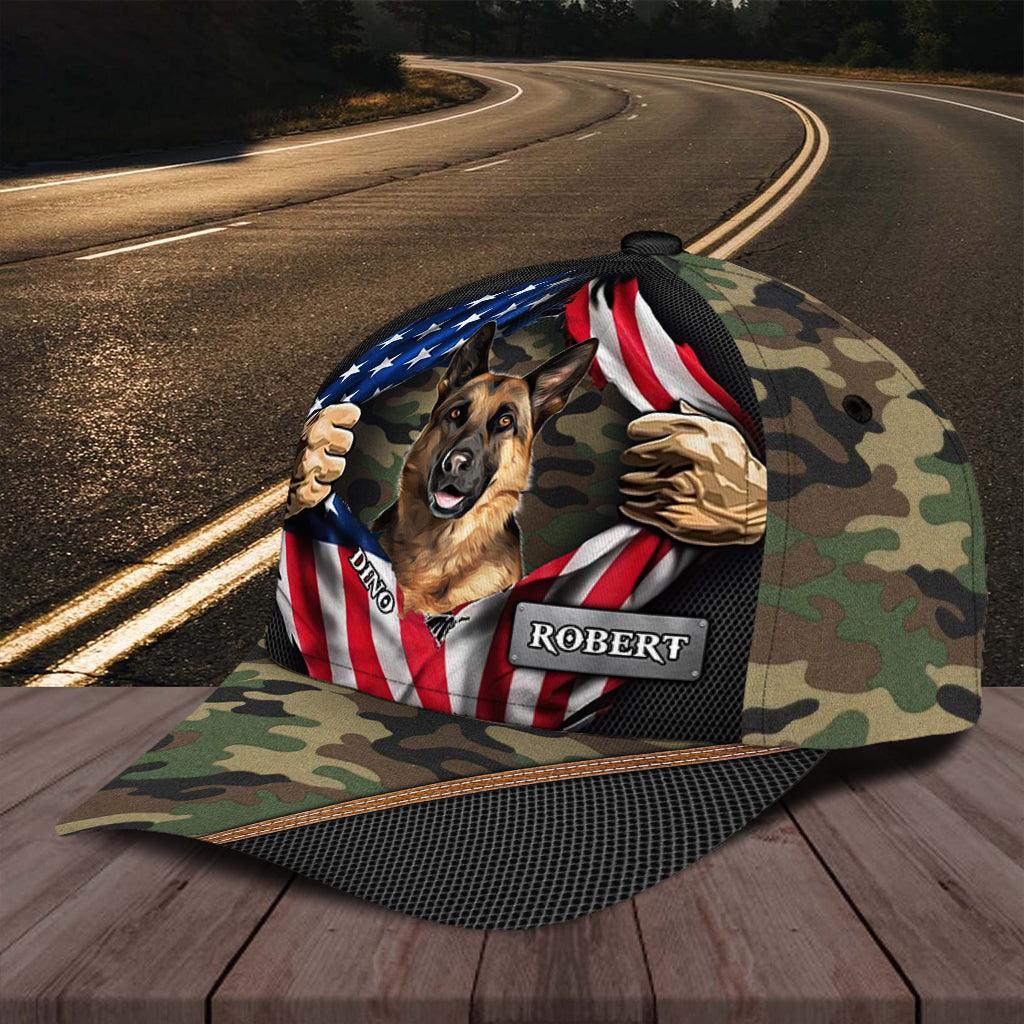 Camouflage Pattern Dog Personalized Classic Cap, FatherÃƒÂ¢Ã¢â€šÂ¬Ã¢â€žÂ¢s Day Gift for Dog Lovers, Dog Dad, Dog Mom Trucker Hats Custom Hats Gifts For Men & Women