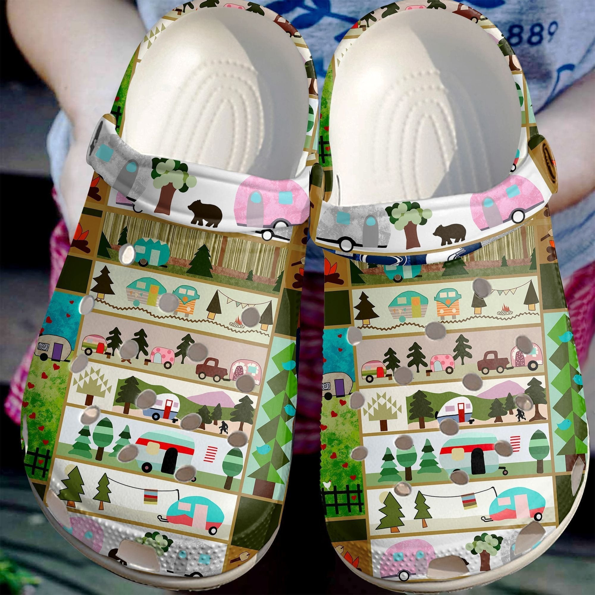 Camper Day Shoes - Camping In Wood clog Birthday Gift For Boy Girl