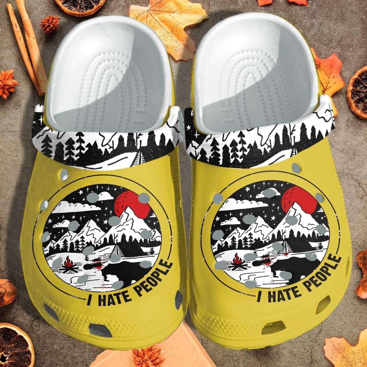 Camping Bear Custom Shoes - Camping 2022 Funny I Hate People Gifts For Men Women