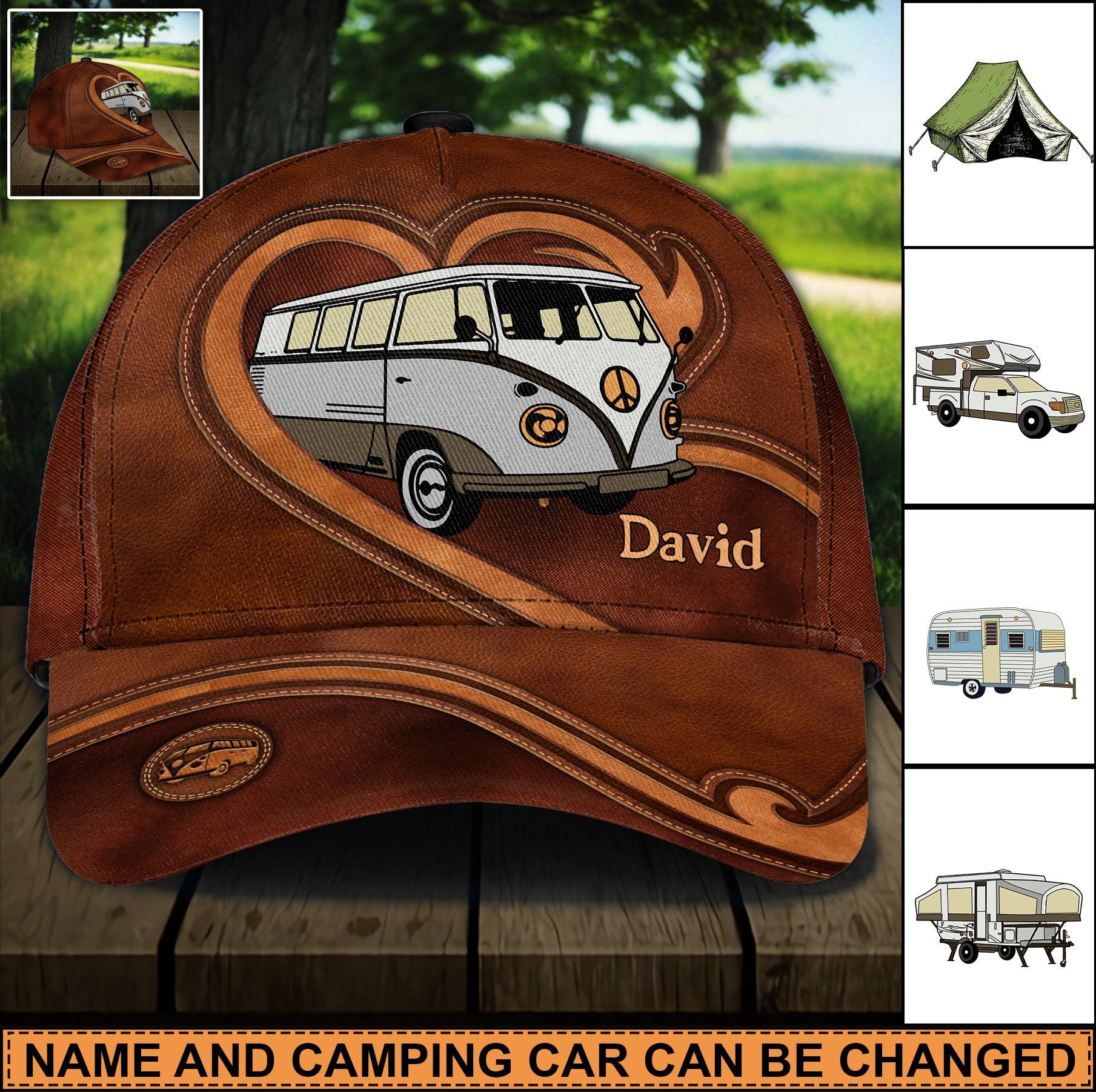 Camping Brown Heart Personalized Cap, Personalized Gift for Camping Lovers Trucker Hats Custom Hats Gifts For Men & Women
