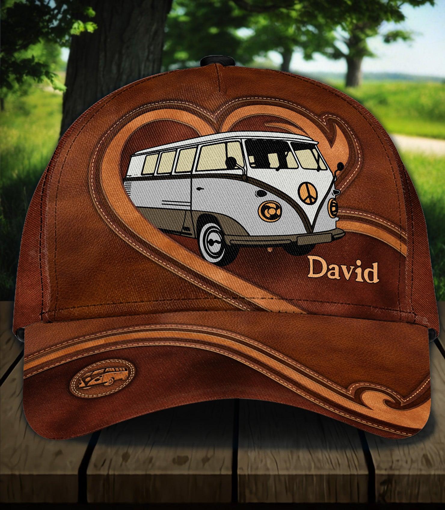 Camping Brown Heart Personalized Cap, Personalized Gift for Camping Lovers Trucker Hats Custom Hats Gifts For Men & Women