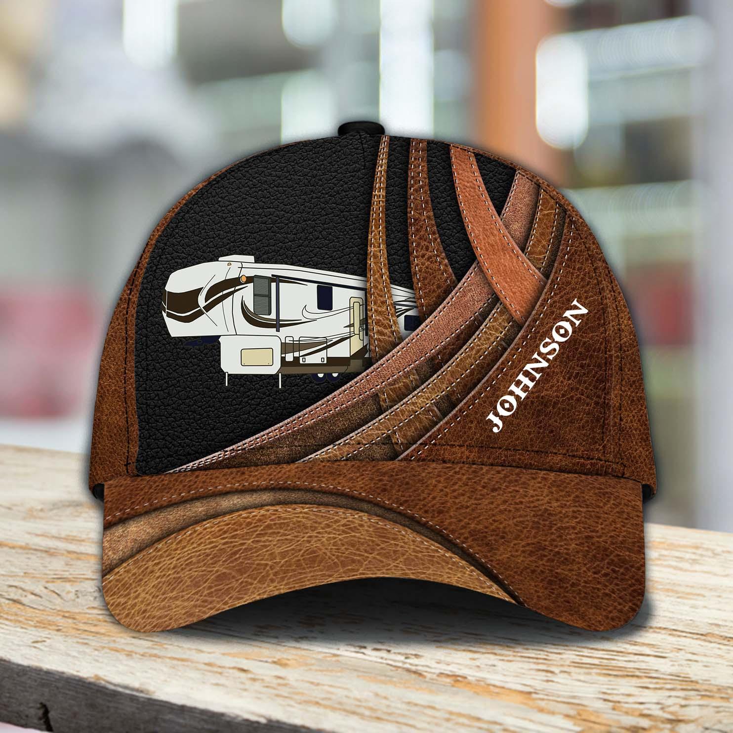 Camping Brown Lines Personalized Cap, Personalized Gift for Camping Lovers Trucker Hats Custom Hats Gifts For Men & Women