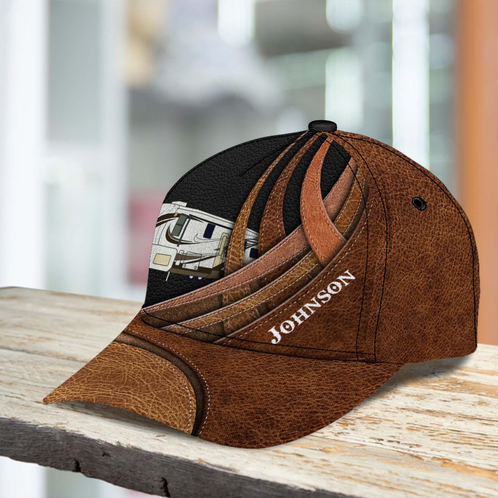 Camping Brown Lines Personalized Cap, Personalized Gift for Camping Lovers Trucker Hats Custom Hats Gifts For Men & Women