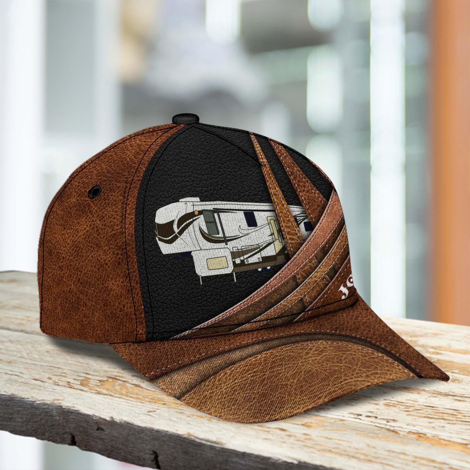 Camping Brown Lines Personalized Cap, Personalized Gift for Camping Lovers Trucker Hats Custom Hats Gifts For Men & Women