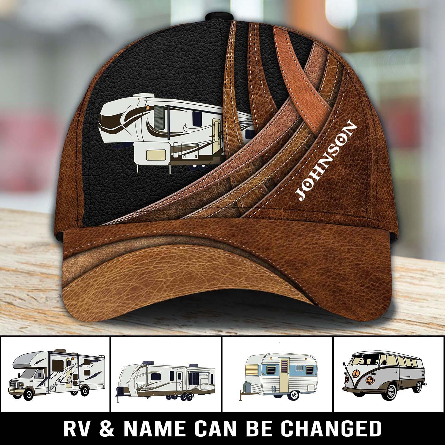 Camping Brown Lines Personalized Cap, Personalized Gift for Camping Lovers Trucker Hats Custom Hats Gifts For Men & Women