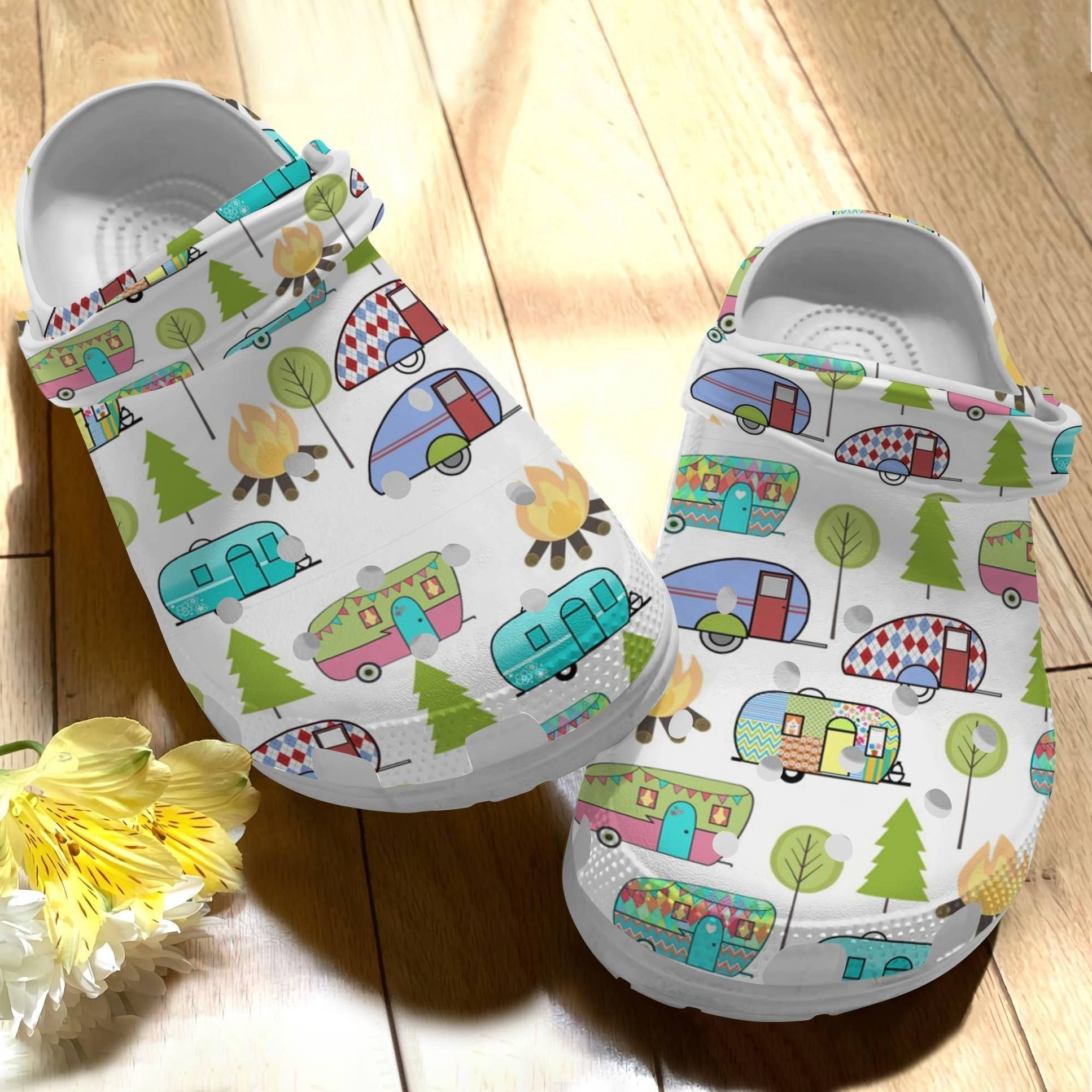 Camping Bus Camper Van - Car Cartoon Custom Shoe Birthday Gift