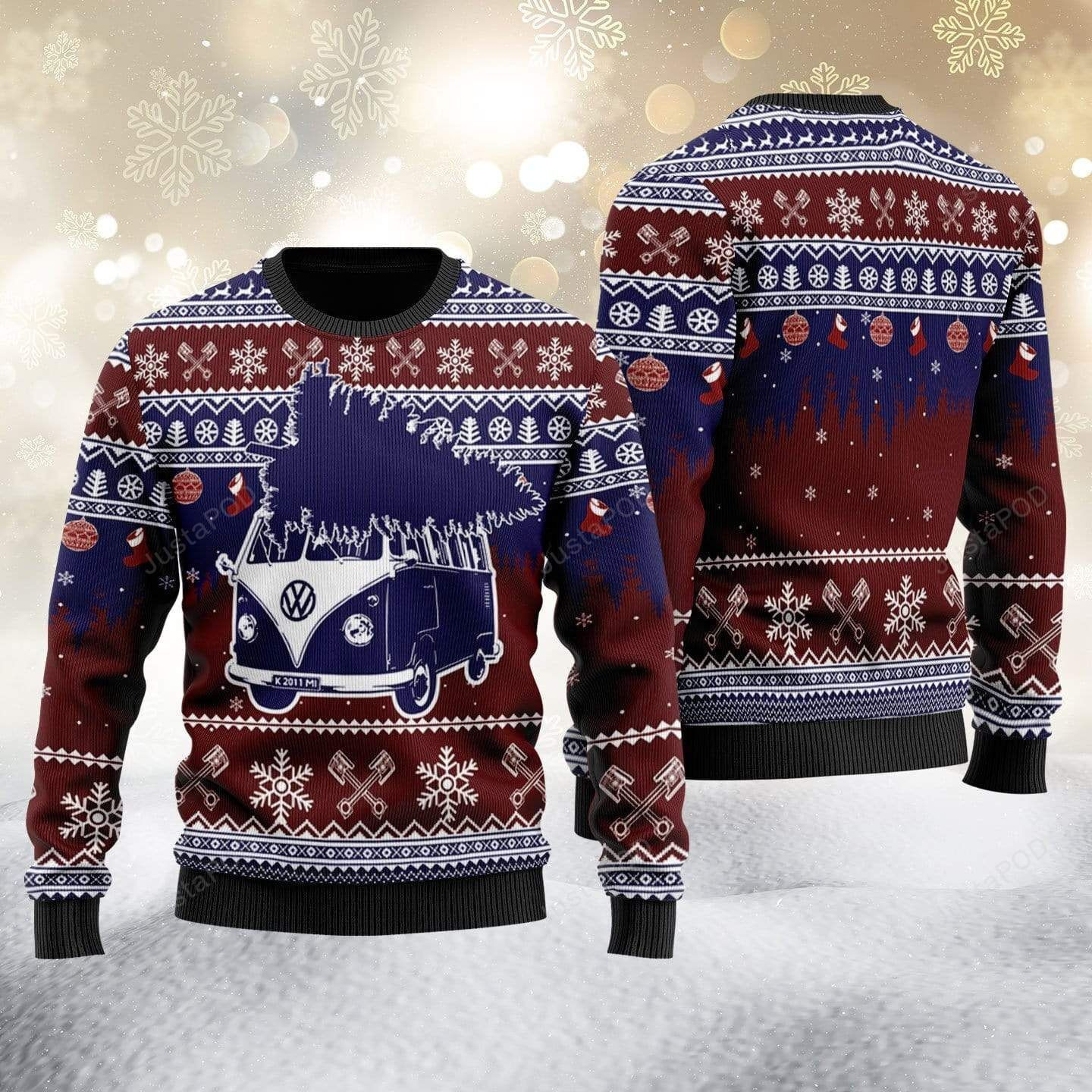 Camping Car Ugly Christmas Sweater Adult 3D Funny Matching for family