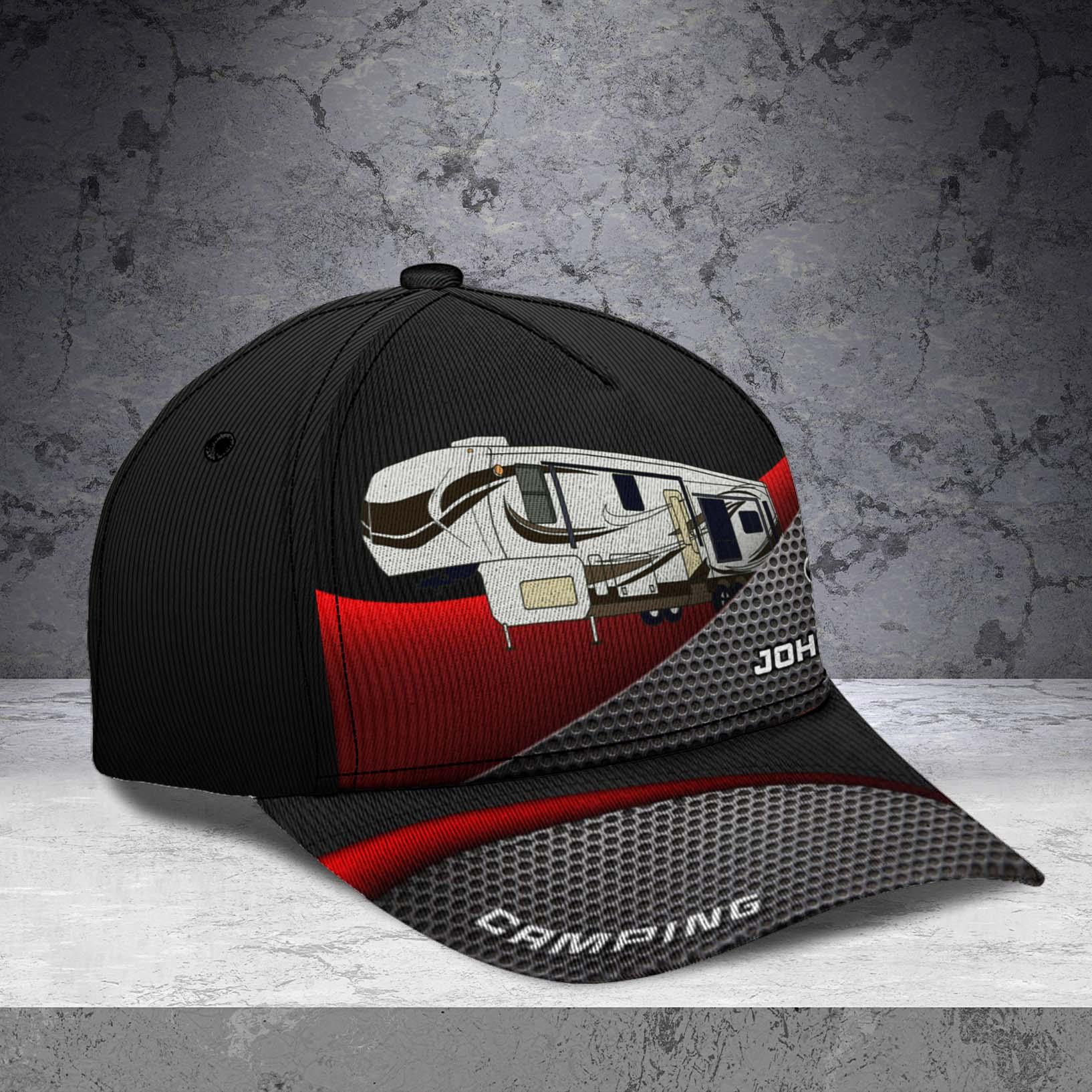 Camping Carbon Personalized Cap, Personalized Gift for Camping Lovers Trucker Hats Custom Hats Gifts For Men & Women