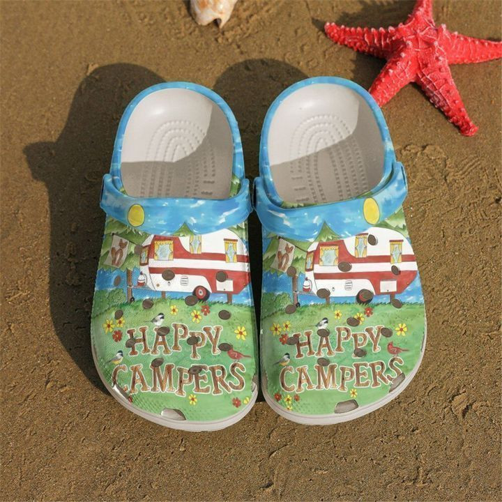 Camping Floral Happy Camper Classic Clogs Shoes