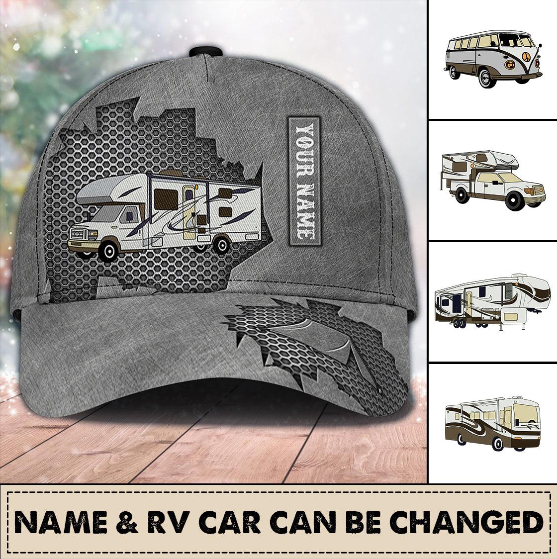 Camping Gray Pattern Personalized Classic Cap, Personalized Gift for Camping Lovers Trucker Hats Custom Hats Gifts For Men & Women