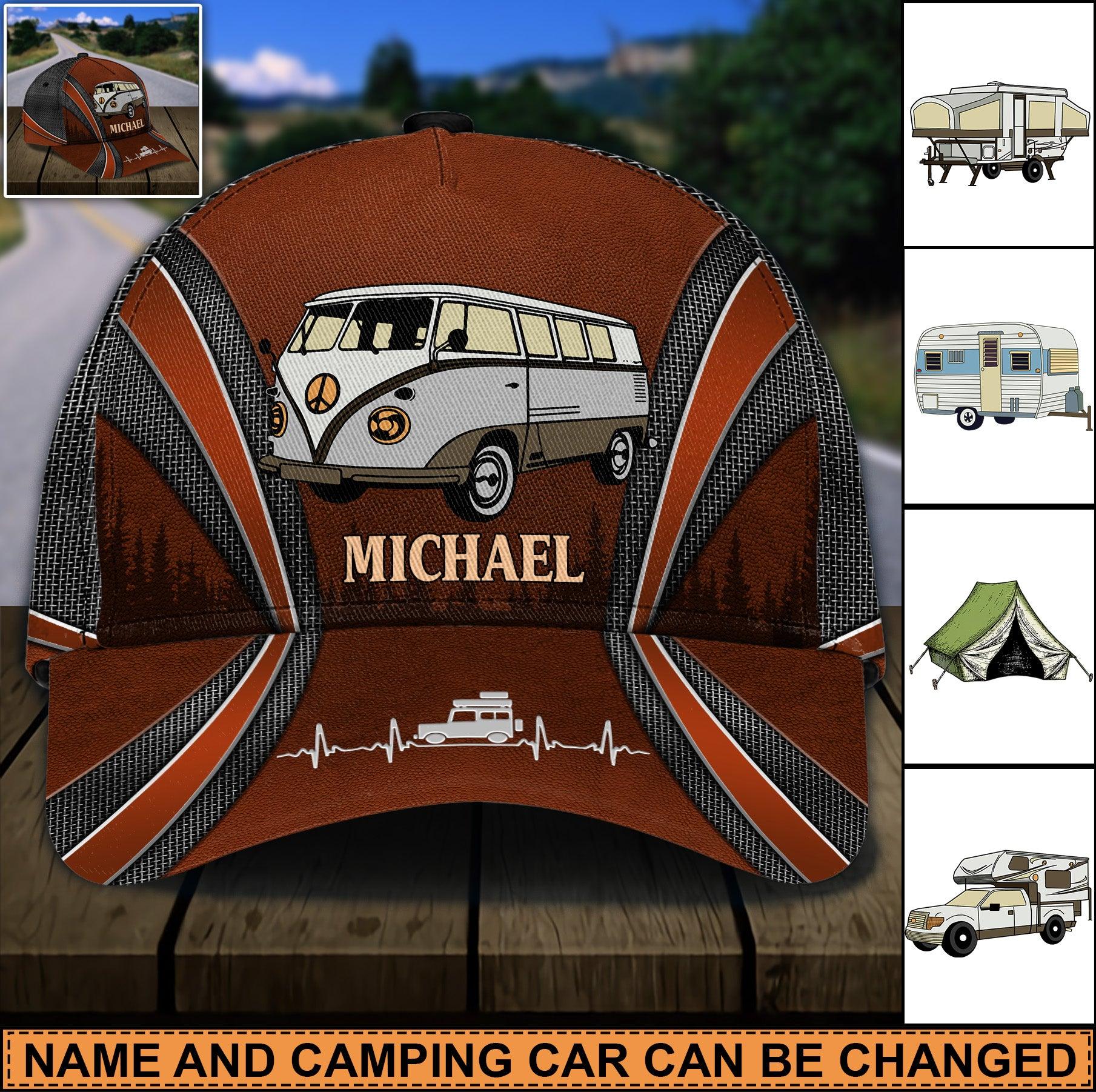 Camping Heartbeat Personalized Cap, Personalized Gift for Camping Lovers Trucker Hats Custom Hats Gifts For Men & Women