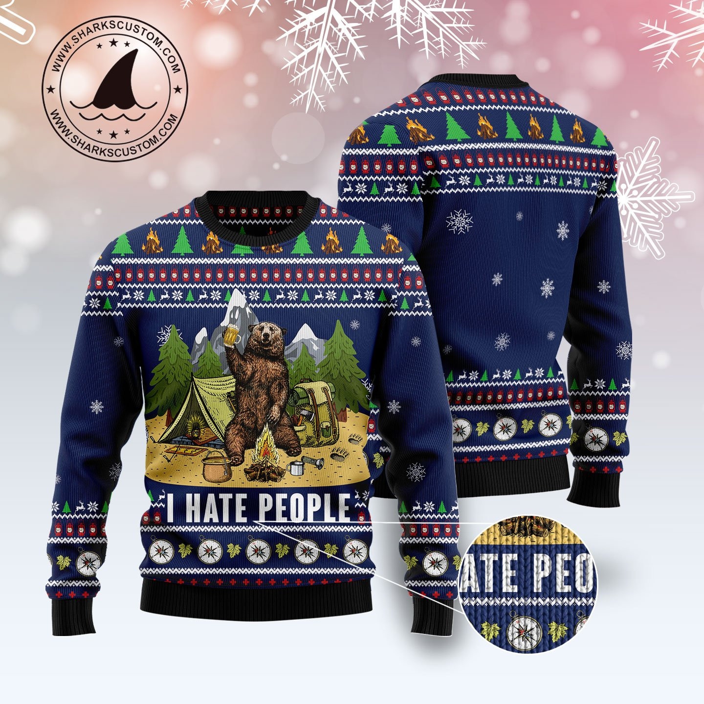 Camping I Hate People Ugly Christmas Sweater Adult 3D Funny Matching for family - Image 3