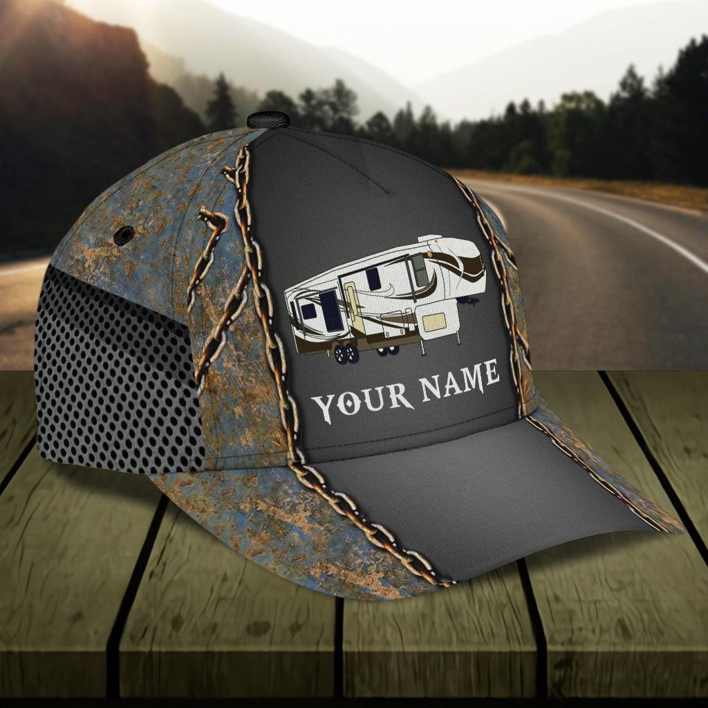 Camping Iron Chain Personalized Cap, Personalized Gift for Camping Lovers Trucker Hats Custom Hats Gifts For Men & Women